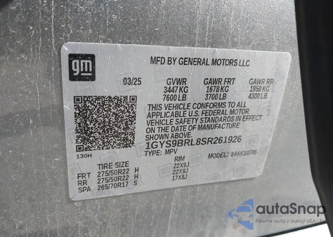 2025 Cadillac Escalade Premium Luxury from USA, damaged, VIN 1GYS9BRL8SR261926